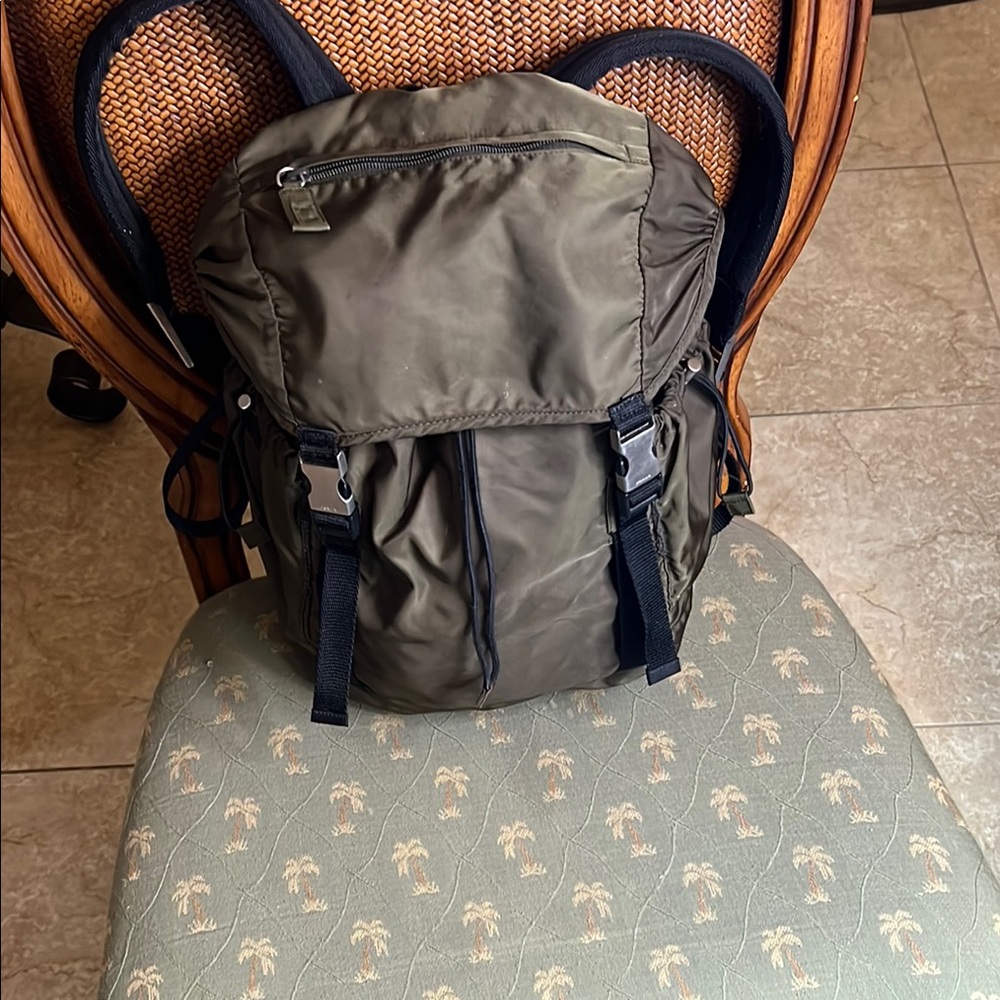 Prada Olive Green Backpack Unisex